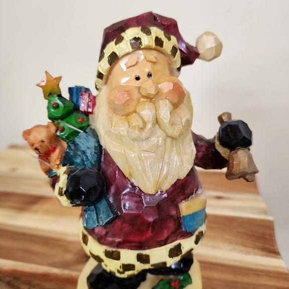 Resin Fiber Optic Santa Claus with Toy Sack Figurine Christmas Decor - Picture 5 of 12